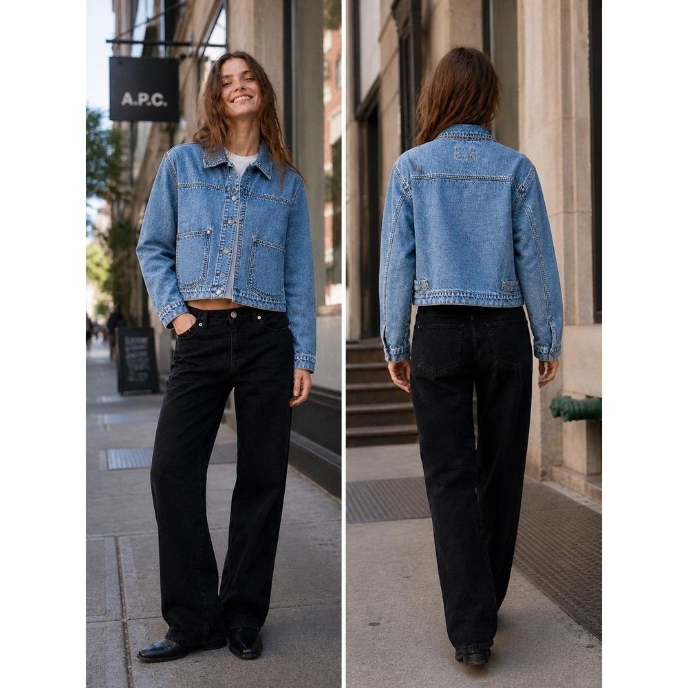 VTG Calvin Klein Jeans Womens Denim Jacket Blue Patch Pockets Size L 90s Indie